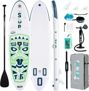 FunWater Inflatable Stand Up Paddle Board with Premium SUP Paddleboard Accessories, Wide Stable Anti-Slip EVA Deck, Paddle Boards for Adults & Youth of All Skill Levels