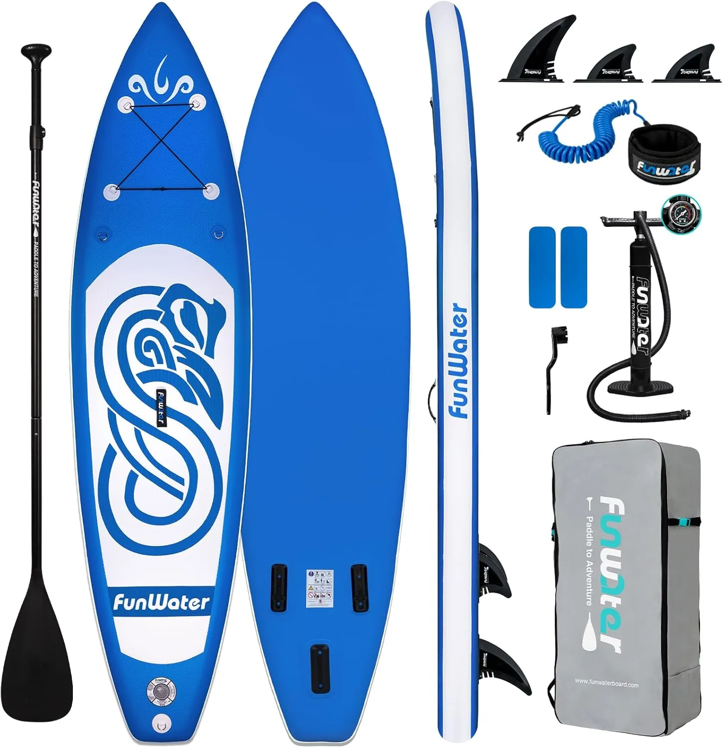 FunWater Inflatable Stand Up Paddle Board with Premium SUP Paddleboard Accessories, Wide Stable Anti-Slip EVA Deck, Paddle Boards for Adults & Youth of All Skill Levels