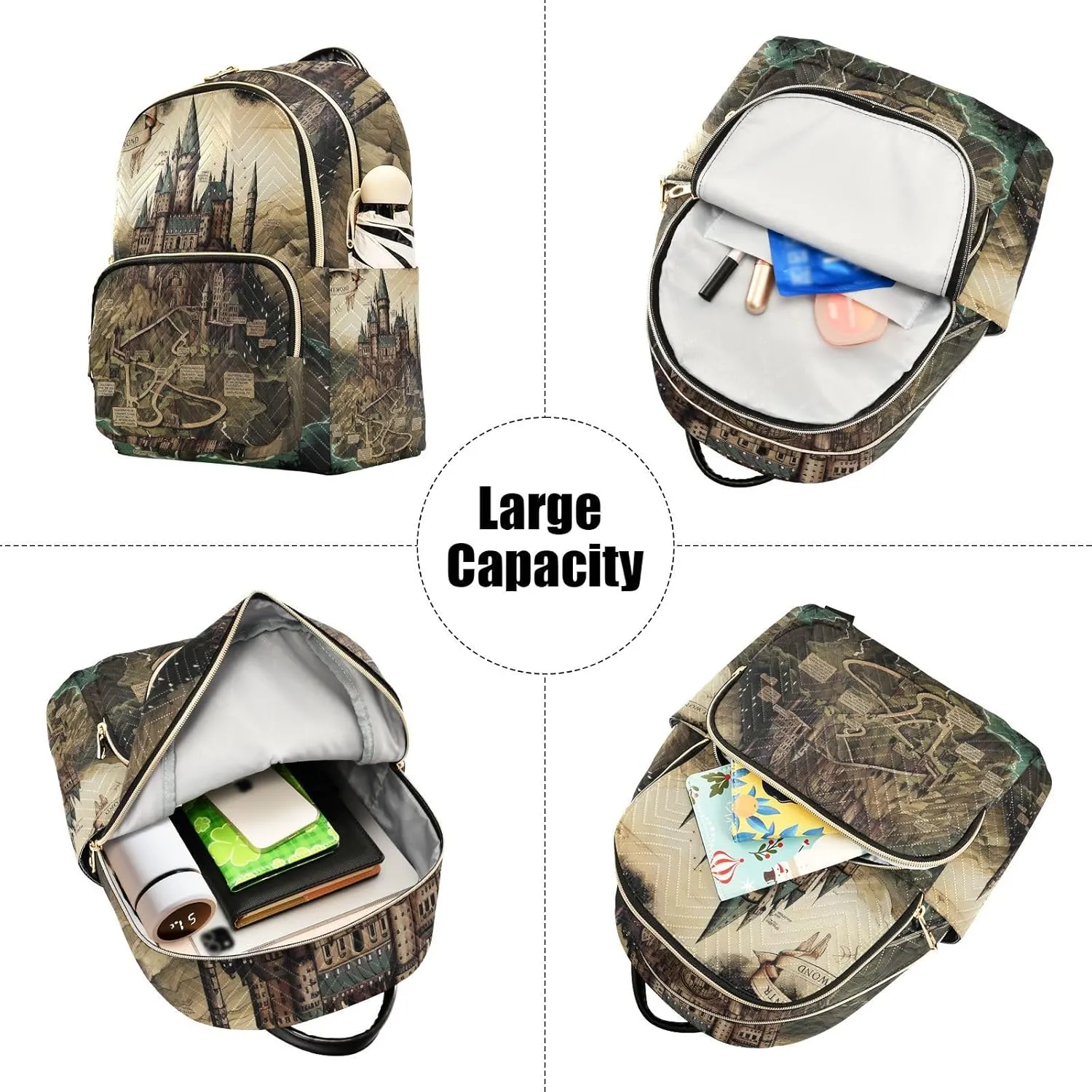 GAIGEO Map of the Tower and Palace Fashion Backpack Purse, Small Fashion Backpack for Women, Women's Travel Backpack for Airplane, S
