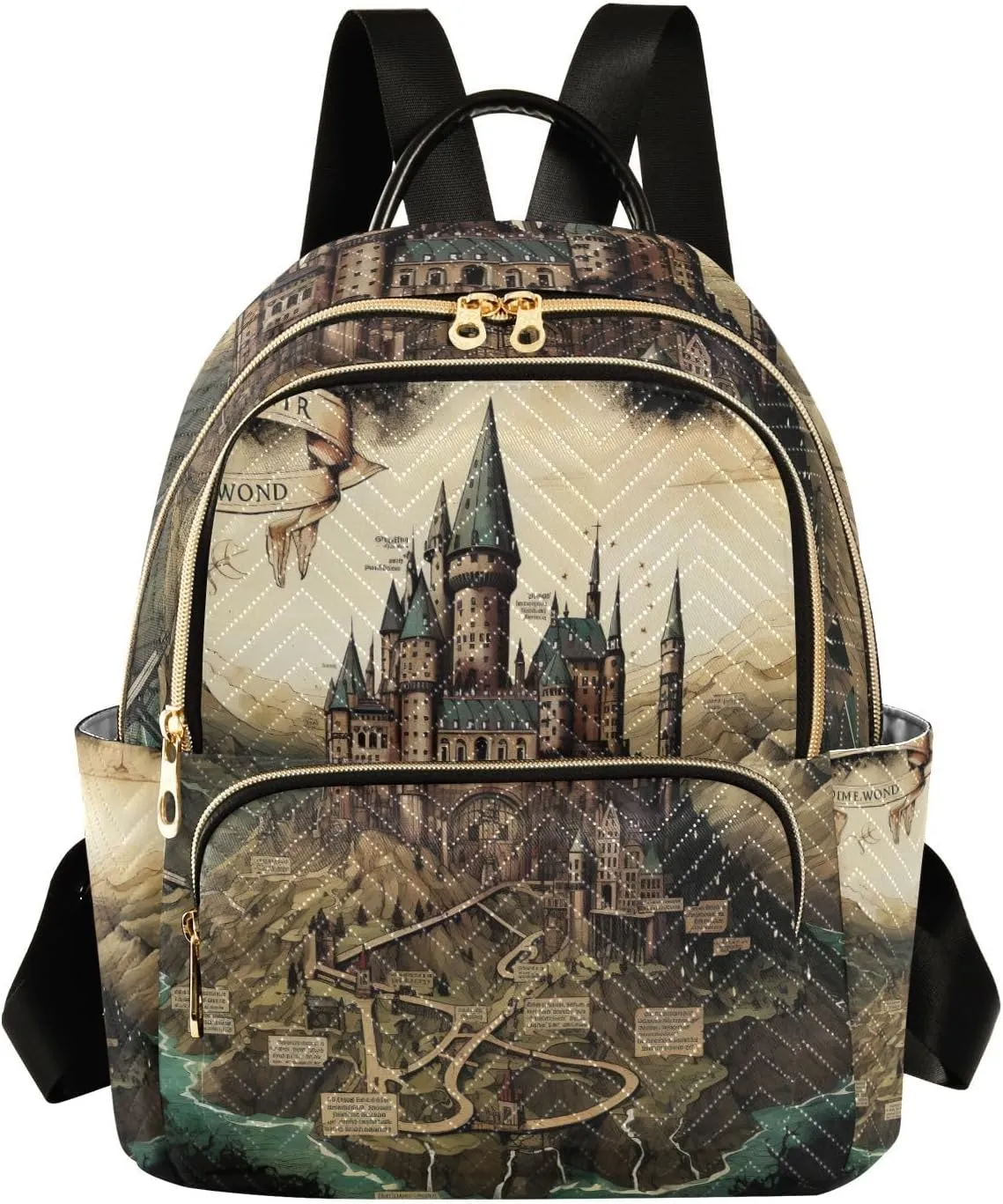 GAIGEO Map of the Tower and Palace Fashion Backpack Purse, Small Fashion Backpack for Women, Women's Travel Backpack for Airplane, S