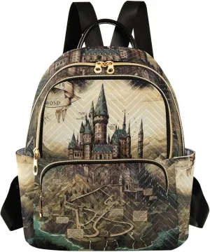 GAIGEO Map of the Tower and Palace Fashion Backpack Purse, Small Fashion Backpack for Women, Women's Travel Backpack for Airplane, S
