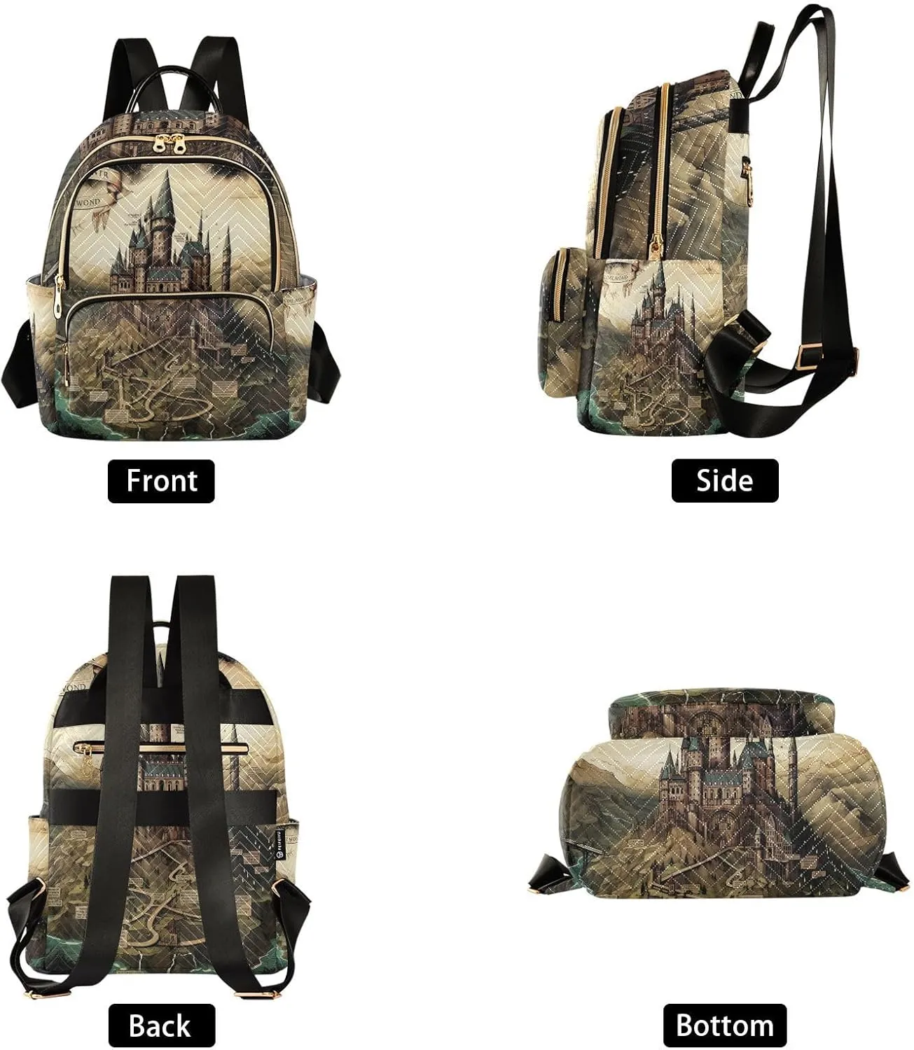 GAIGEO Map of the Tower and Palace Fashion Backpack Purse, Small Fashion Backpack for Women, Women's Travel Backpack for Airplane, S