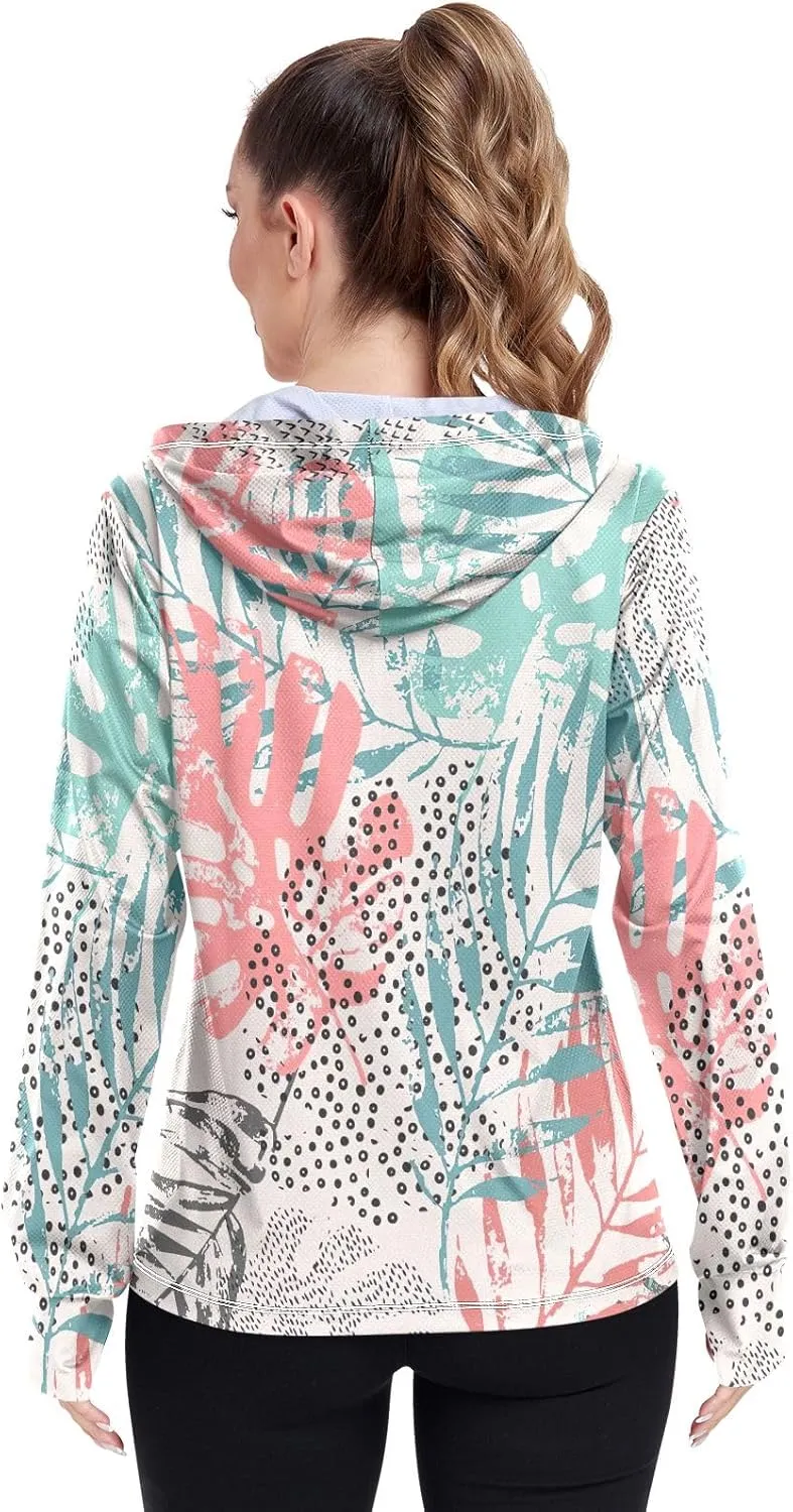GAIGEO Tropic Leaves Neon Colors Women Jacket UPF 50  Summer Jacket Women, Cooling and Lightweight, S