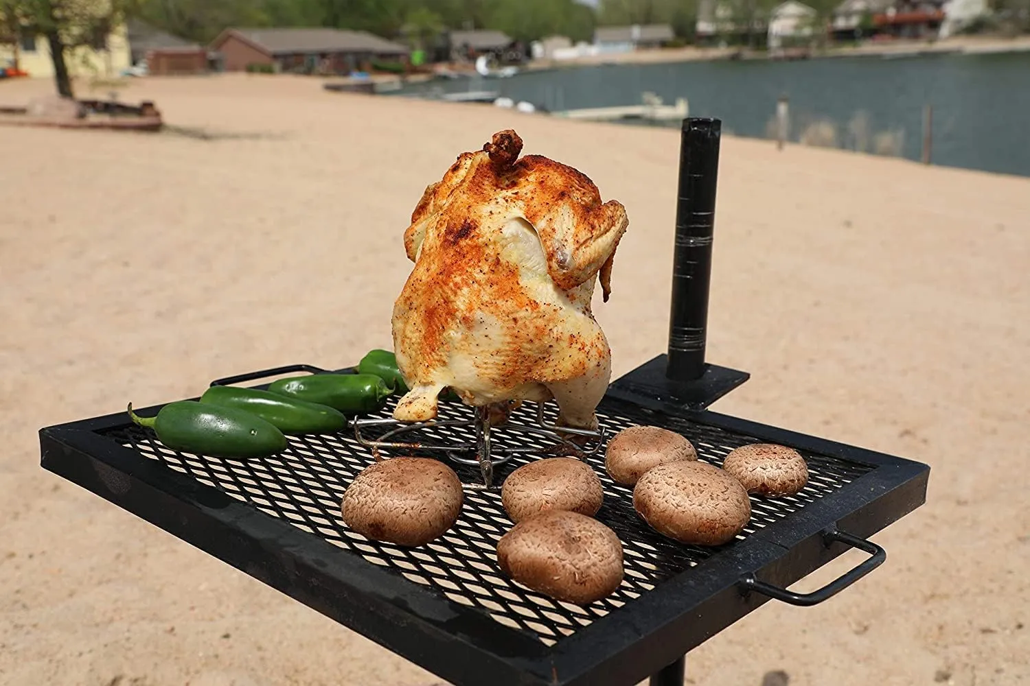GameMaker Gravity Camping Grill & Pole – Adjustable Outdoor Cooking System, Portable Campfire BBQ for Hiking, Hunting & Backpacking