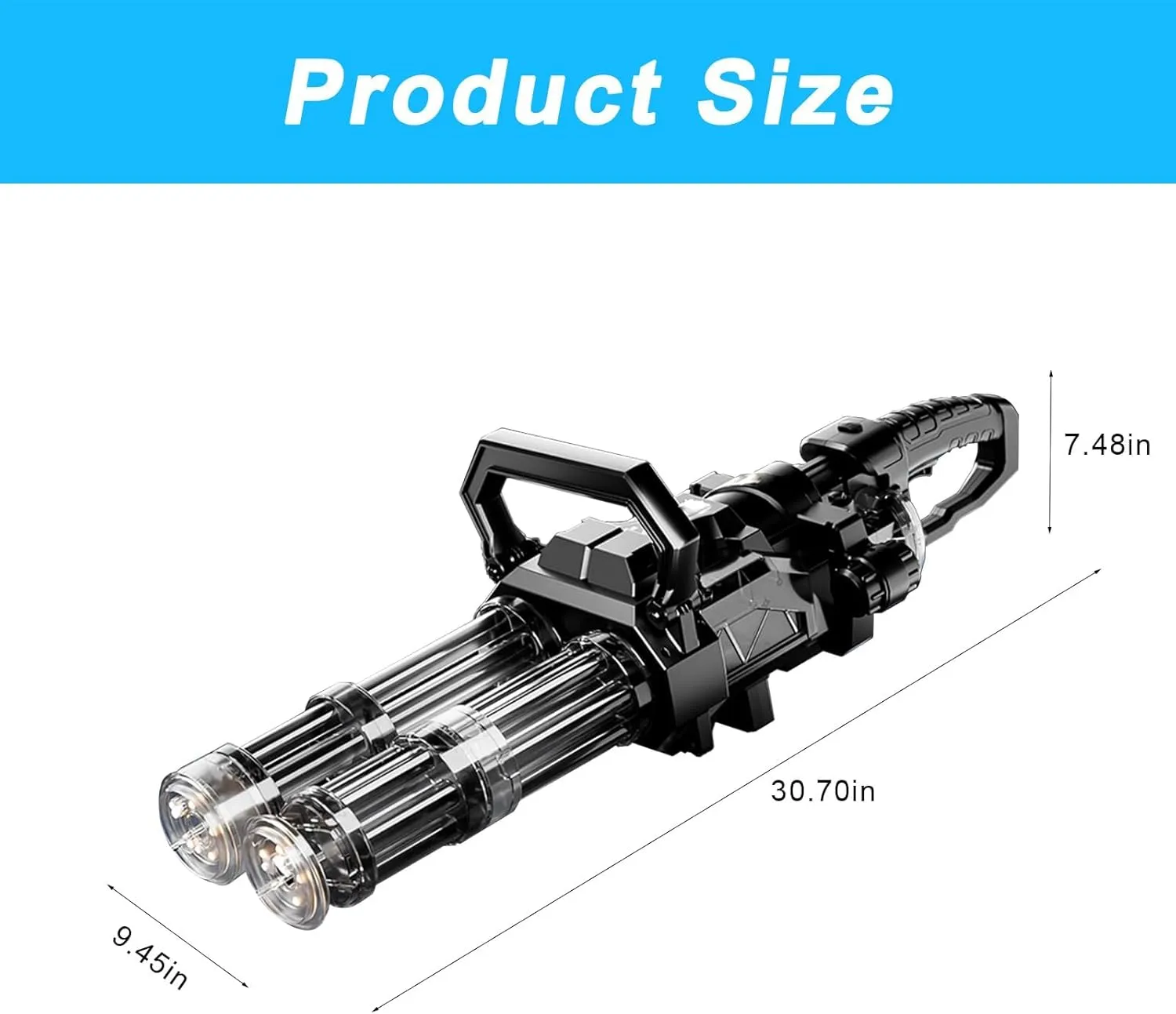 Gatling Water Gun, New Double Barrel Rotating Gatling Electric Water Gun, with LED Shooting Light Range 40 Ft,High-Speed Continuous Firing,Rechargeable Module Battery,Comes Capacity Backpack