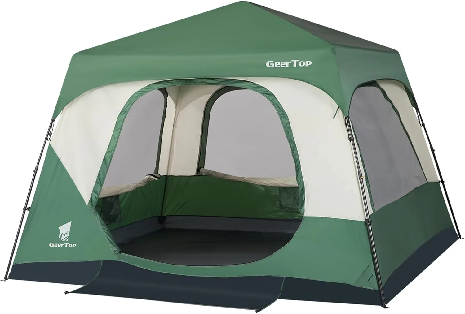 GEERTOP 6-Person Instant Cabin Tent – Easy 60-Second Setup Family Camping Tent for Outdoor Adventures, Large Pop-Up Tent with Mesh Windows & Skylight