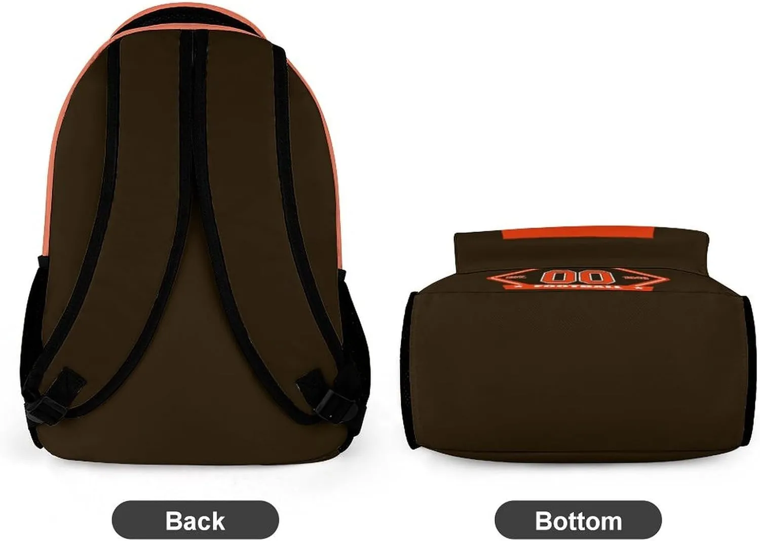 Generic Custom Backpack High Capacity Bag Football Fans Gifts for Men Women Teenager, Add Name & Number, Cle08-b