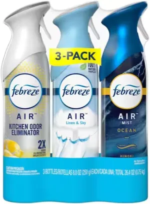 Generic F.e.b.r.e.z.e Air Variety Pack - 3pk (Variety Kitchen Odor Eliminator Linen and Sky and Ocean Scent), 1.65 Pound (Pack of 1), Clear