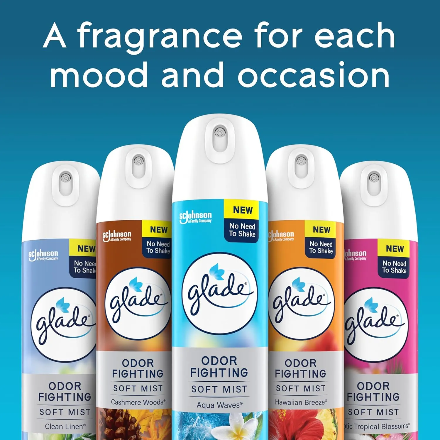 Glade Air Freshener Room Spray, Cashmere Woods Scent, Odor Fighting to Deliver Long Lasting Freshness, 8 Oz, 6 Count