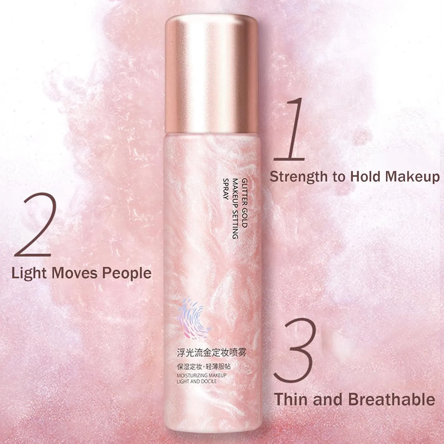 GlamStay Makeup Setting Spray, 4 fl oz Slight Shining Makeup Finishing Spray for Face, Hydrating Setting Spray for Long-lasting Makeup (2PCS)