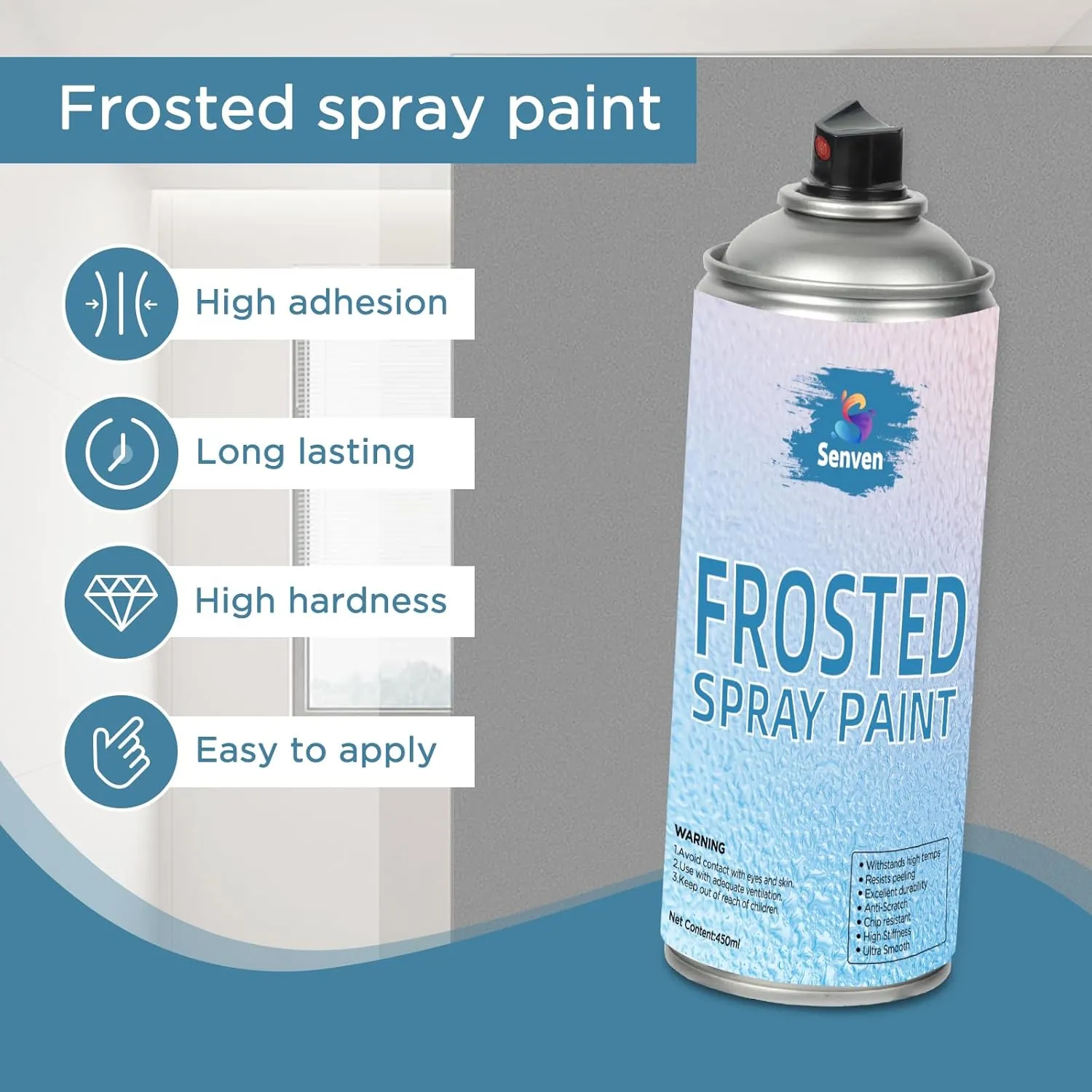 Glass Frosted Spray Paint Gray16oz, Frosted Glass Paint for Windows Privacy Glass Frosting for Home Bathroom Door Kitchen and Office Window Frosting, Peep-Proof & UV Blocking Anti-Glare