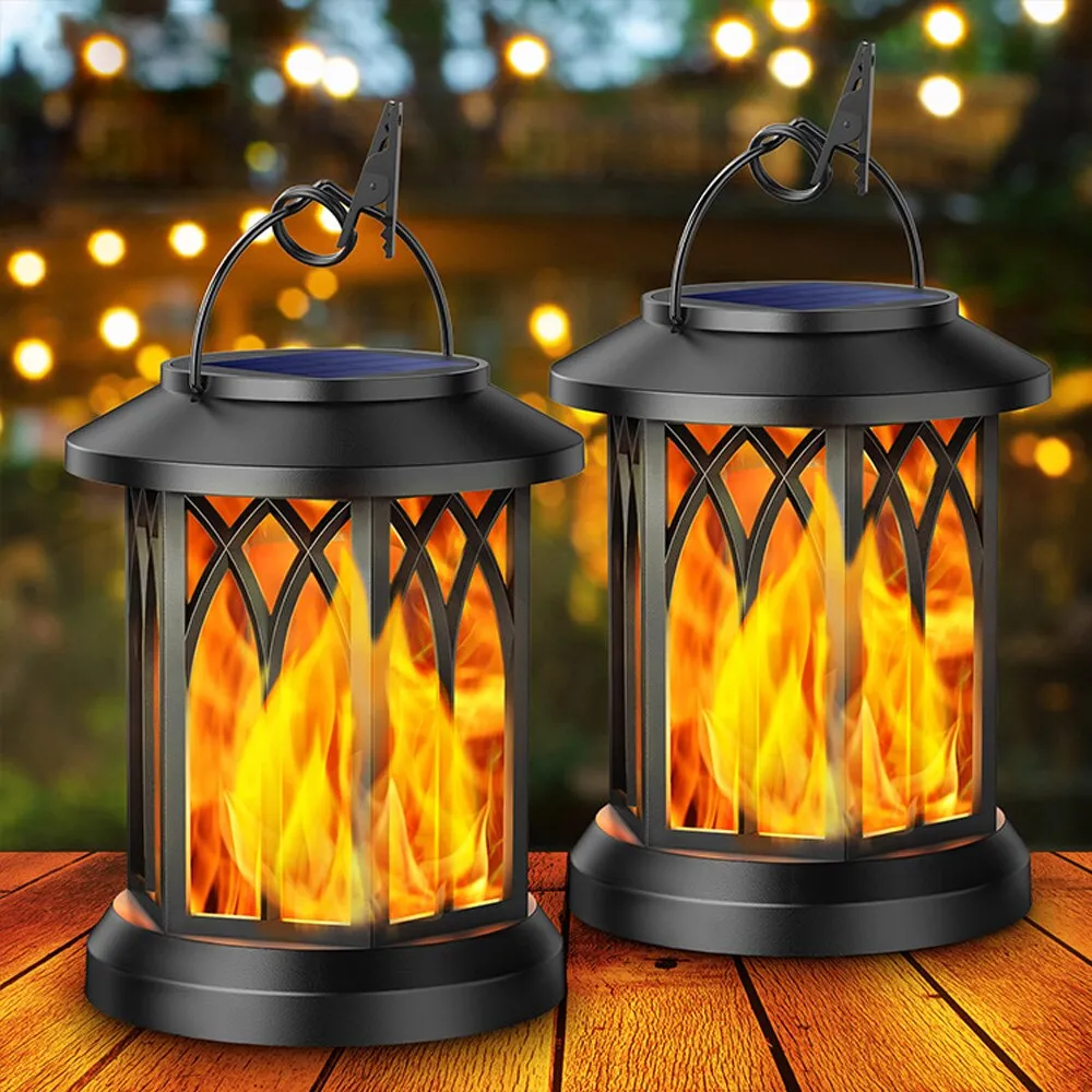GloGothic - Solar-Powered Flickering Flame Lantern with Hook