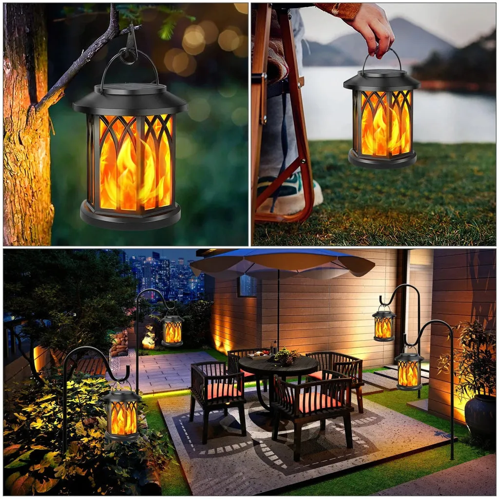GloGothic - Solar-Powered Flickering Flame Lantern with Hook