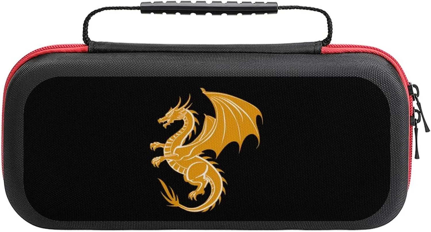 Gold Dragon Portable Protective Shell Compatible with Switch Case Hard Travel Tote Bag with 20 Game Cartridges