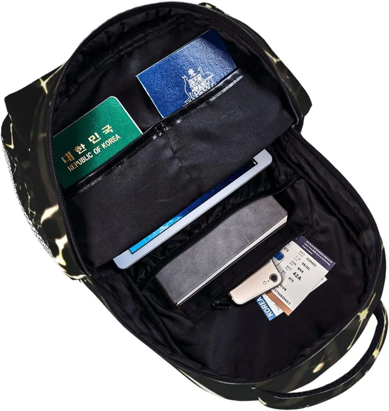 Gold Glitter Zodiac Constellations Black Backpack Laptop Backpack Sports Travel Shoulder bag Light casual backpack