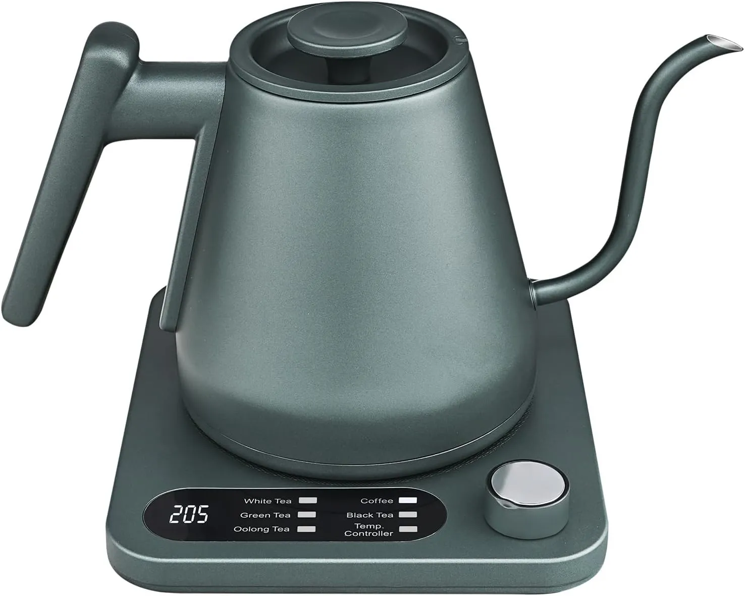 Gooseneck Electric Kettle, Custom Temperature Control,1200 W Fast Boil & 2H Auto Keep Warm, Real-time Temp Display, Precise Pouring, Pour Over Coffee Kettle & Tea Kettle, Stainlee Steel,Green