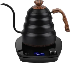 Gooseneck Electric Kettle, Intelligent Temperature Control, Quick Heating, Stainless Steel Inner, for Pour Over Coffee, Brew Tea, Boil Hot Water, 1000W 900ml (Black)