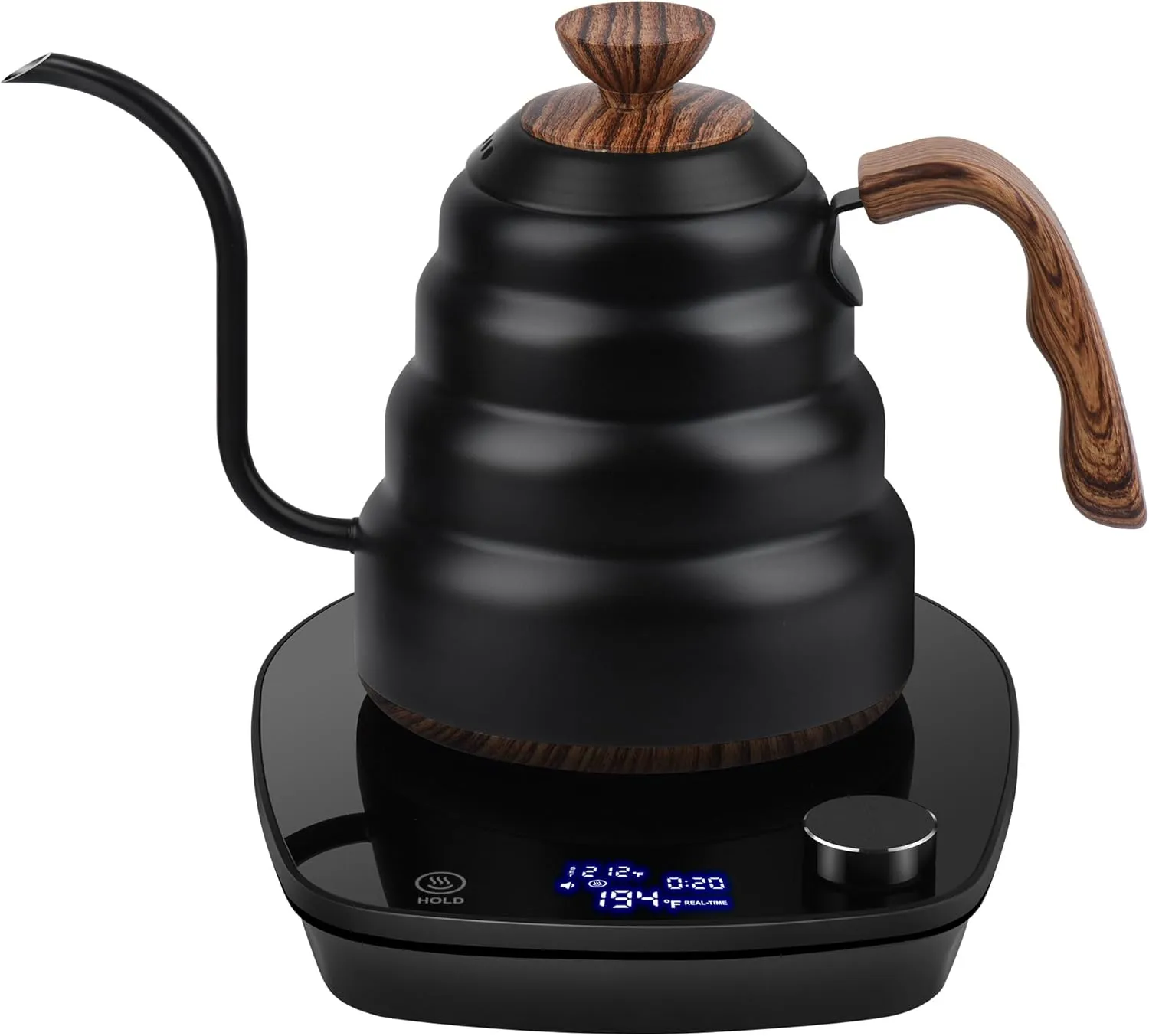 Gooseneck Electric Kettle, Intelligent Temperature Control, Quick Heating, Stainless Steel Inner, for Pour Over Coffee, Brew Tea, Boil Hot Water, 1000W 900ml (Black)