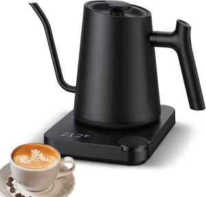 Gooseneck Electric Kettle,0.9L Temperature Control Stainless Steel Inner Quick Heating 1200W Electric Kettles for Pour Over Coffee,Brew Tea,Boil Hot Water Anti dry (US