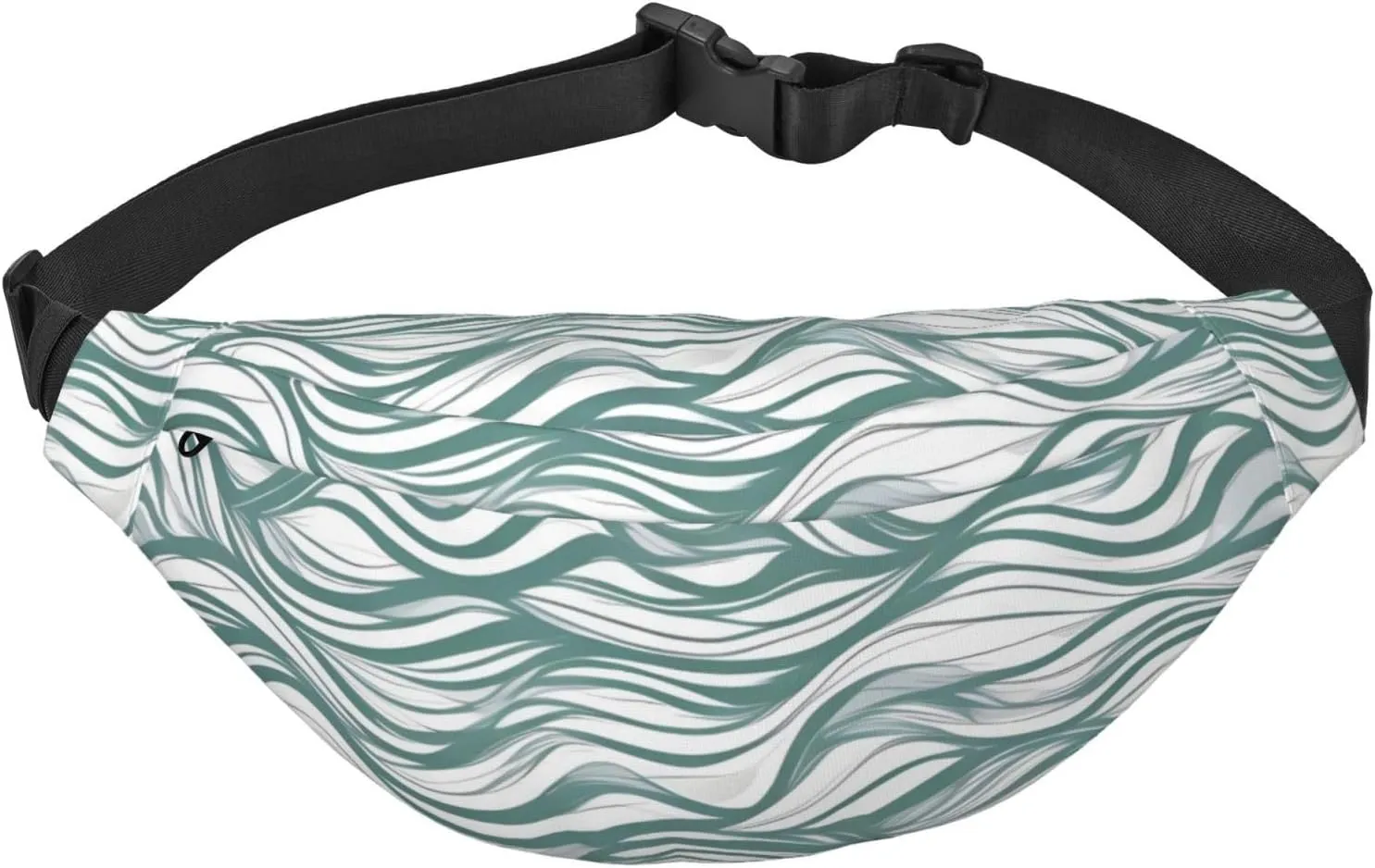 Green Wavy Stripe Men'S And Women'S Waist Pack, Crossbody Bag With Adjustable Belt For Running, Traveling, Sports, Hiking
