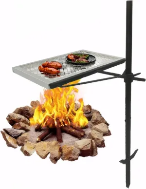 Grill Heavy Duty Steel Grill Grates Portable Grill Parrilla Para Asar Carne 360° Adjustable Rust Proof and High Temperature Resistance Small Bbq Grill Suitable for Camping Outdoor Barbecue