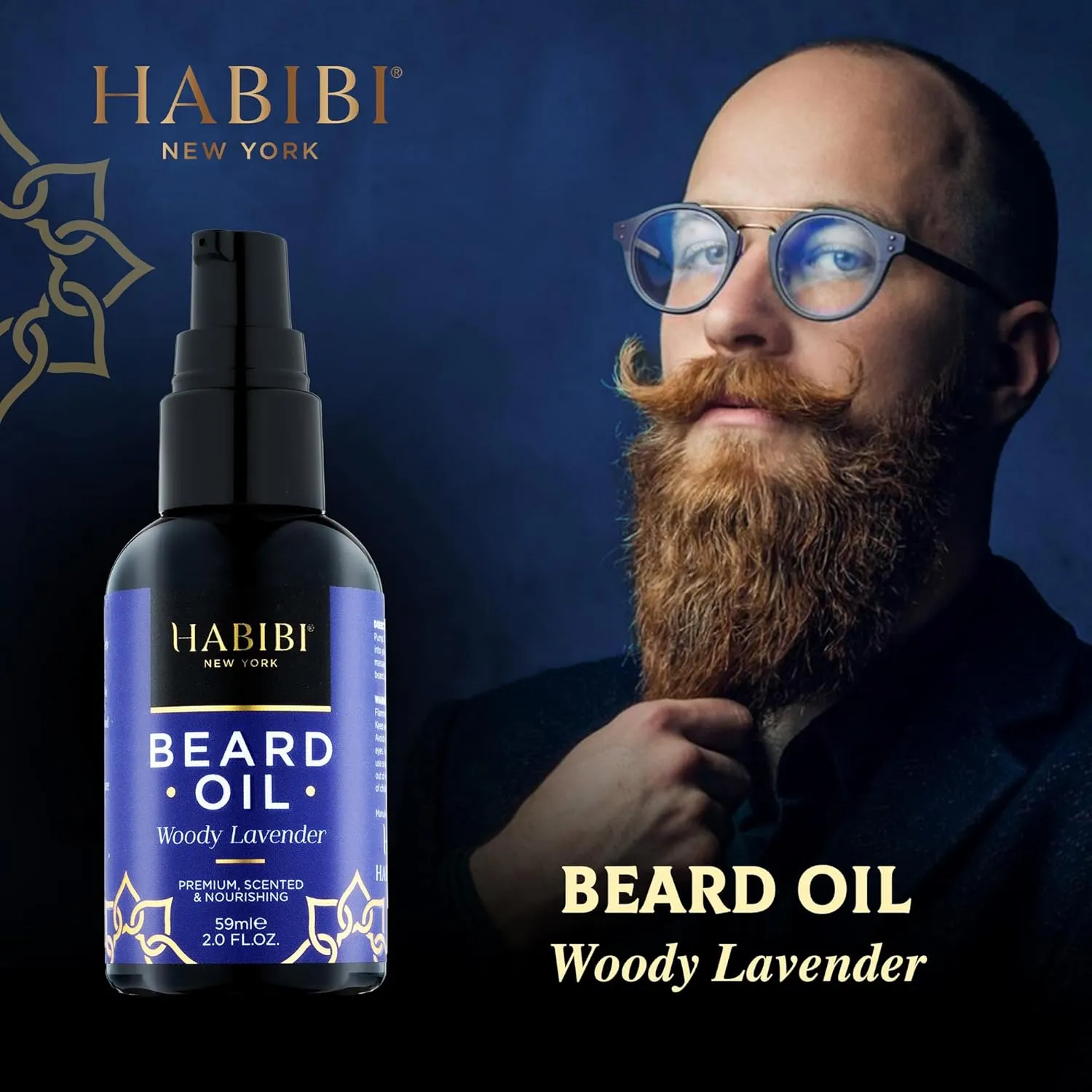 HABIBI Woody Lavender Beard Oil (2.0 Fl. Oz) Naturally Derived Scented Beard Oil For Men, Beard Growth Oil, & Beard Care Essentials – Hydrates, Nourishes & Promotes Healthy Beard Growth, Made in USA