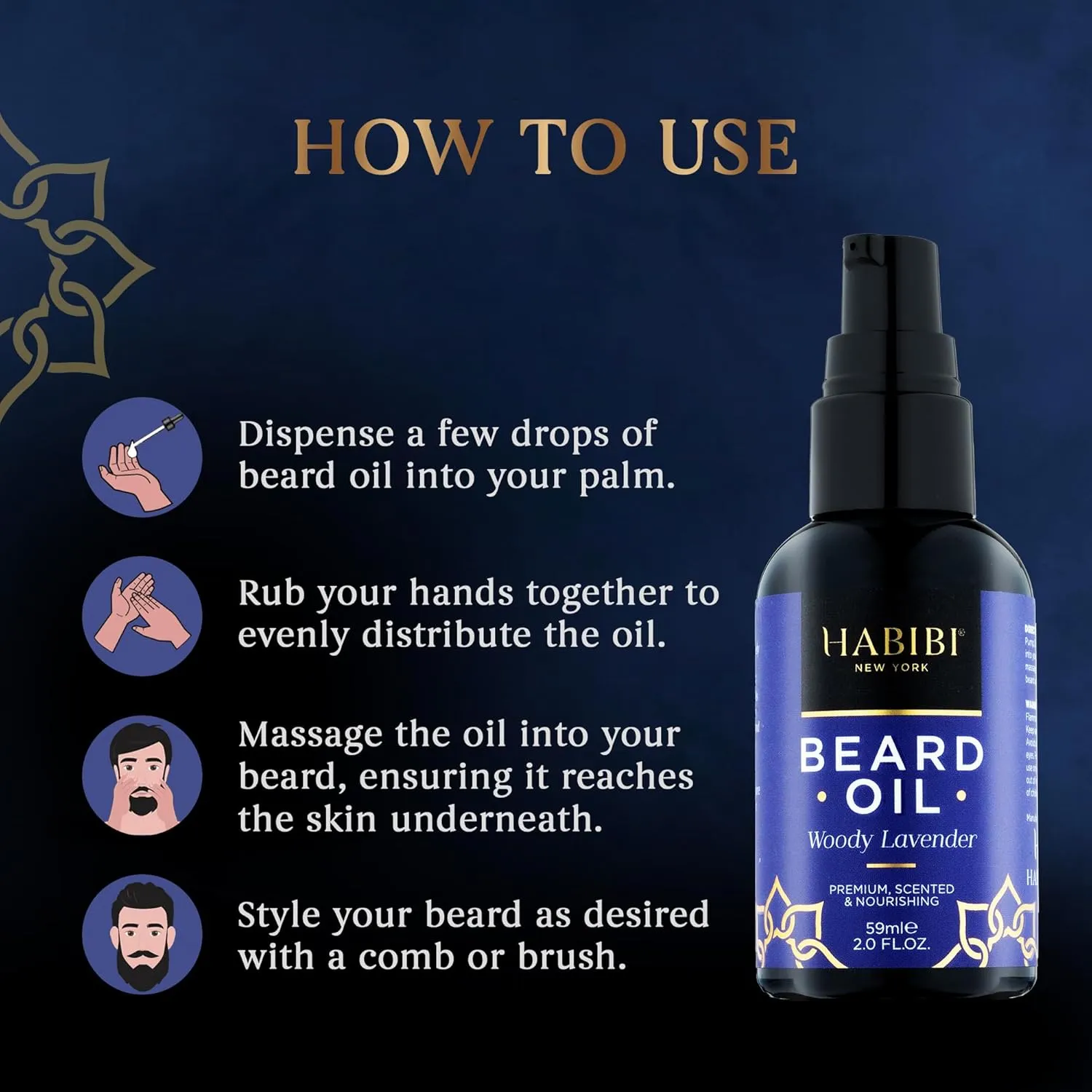 HABIBI Woody Lavender Beard Oil (2.0 Fl. Oz) Naturally Derived Scented Beard Oil For Men, Beard Growth Oil, & Beard Care Essentials – Hydrates, Nourishes & Promotes Healthy Beard Growth, Made in USA