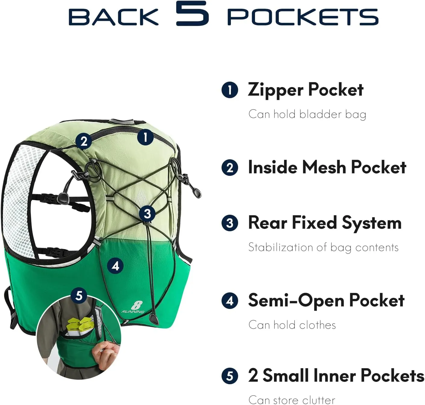 Haimont Running Hydration Vest with Water Bottles for Men Women, Lightweight 8L Hydrated Vest Pack for Trail Running, Hiking