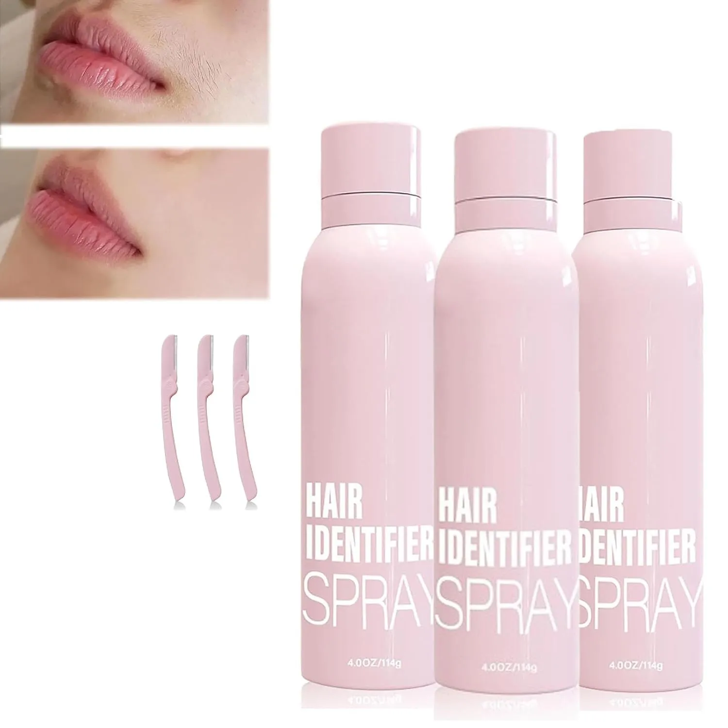 Hair Identifier Spray for Face Dermaplaning, Achieve Smooth and Flawless Skin, Easy Hair Removal and Moisturizing Formula (3), White