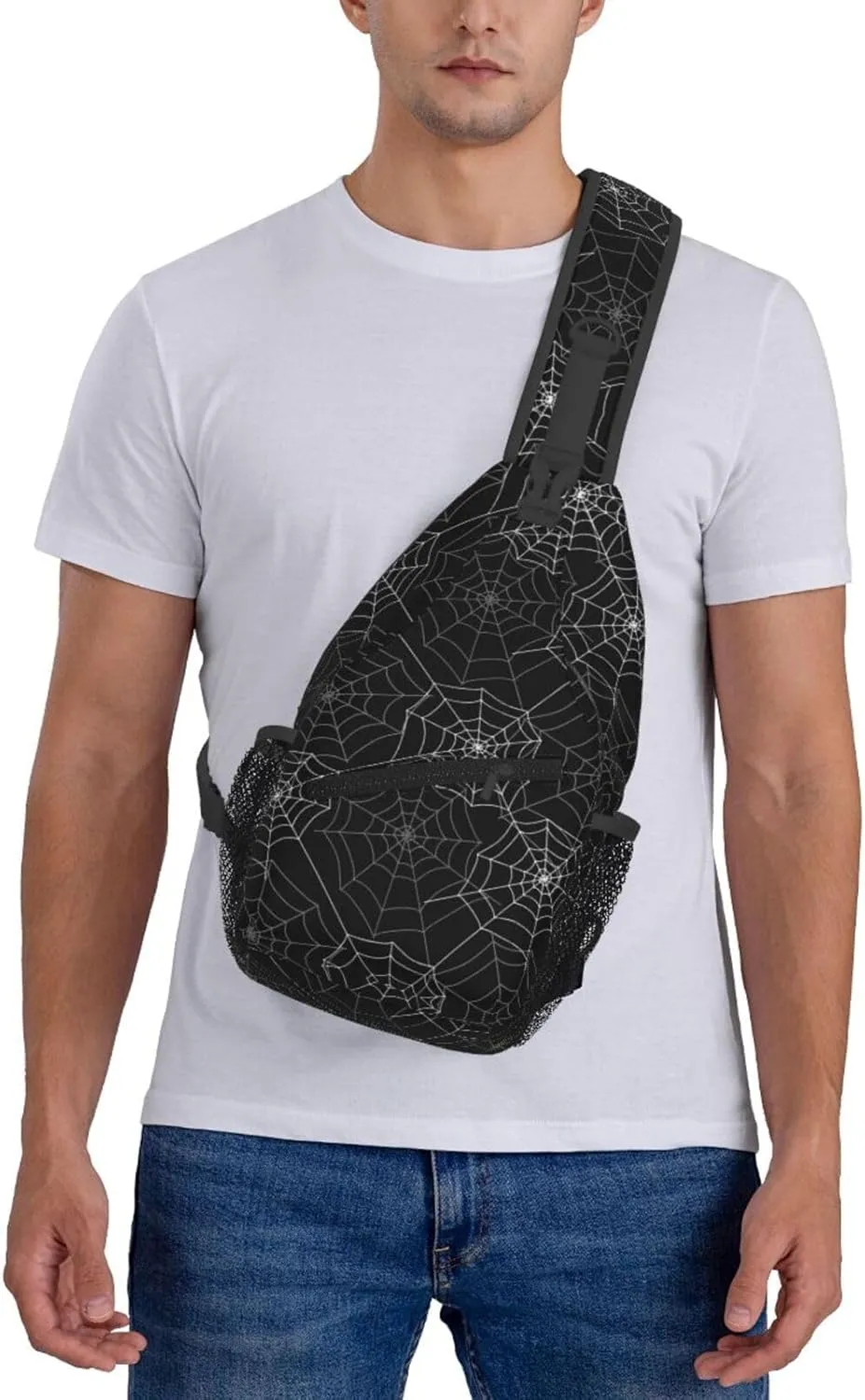 Halloween Bat Sling Bag,Horror Goth Gothic Crossbody Backpack Shoulder Chest Bag for Women Men Travel Hiking Daypack