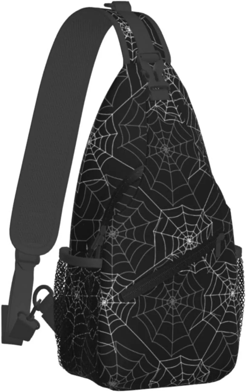 Halloween Bat Sling Bag,Horror Goth Gothic Crossbody Backpack Shoulder Chest Bag for Women Men Travel Hiking Daypack