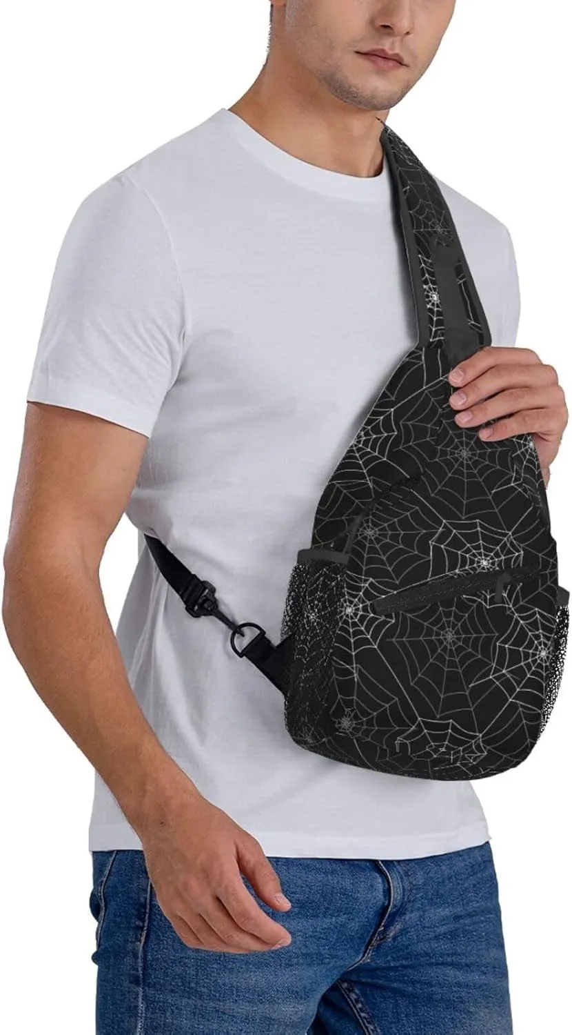 Halloween Bat Sling Bag,Horror Goth Gothic Crossbody Backpack Shoulder Chest Bag for Women Men Travel Hiking Daypack