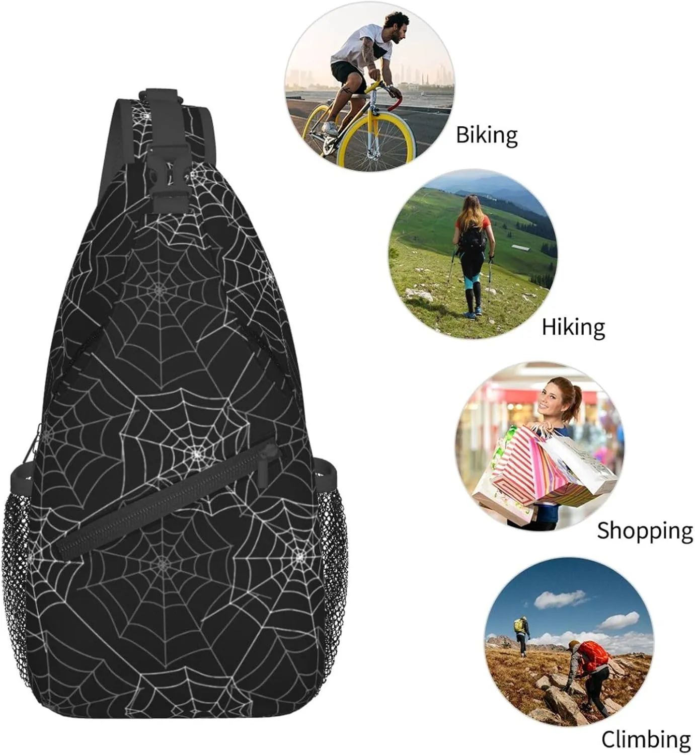 Halloween Bat Sling Bag,Horror Goth Gothic Crossbody Backpack Shoulder Chest Bag for Women Men Travel Hiking Daypack