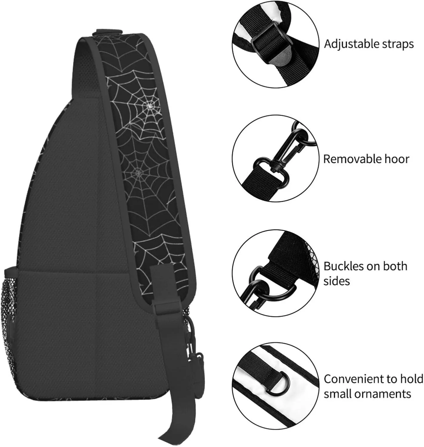 Halloween Bat Sling Bag,Horror Goth Gothic Crossbody Backpack Shoulder Chest Bag for Women Men Travel Hiking Daypack