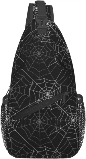 Halloween Bat Sling Bag,Horror Goth Gothic Crossbody Backpack Shoulder Chest Bag for Women Men Travel Hiking Daypack