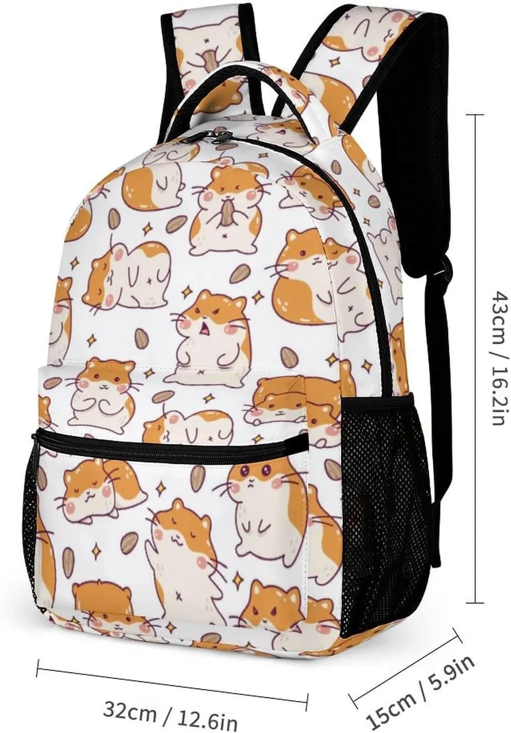Hamster School Backpack for Kids Girls Boys, 16 Inch Cute Hamsters Themed Bookbag, Personalized School Backpack for Students Children, Lightweight, Large Capacity