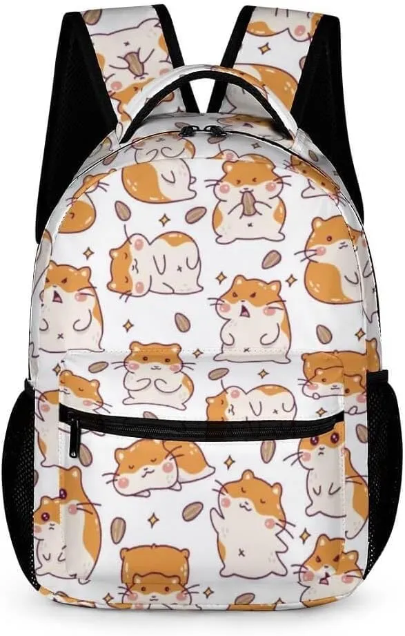Hamster School Backpack for Kids Girls Boys, 16 Inch Cute Hamsters Themed Bookbag, Personalized School Backpack for Students Children, Lightweight, Large Capacity
