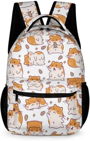 Hamster School Backpack for Kids Girls Boys, 16 Inch Cute Hamsters Themed Bookbag, Personalized School Backpack for Students Children, Lightweight, Large Capacity
