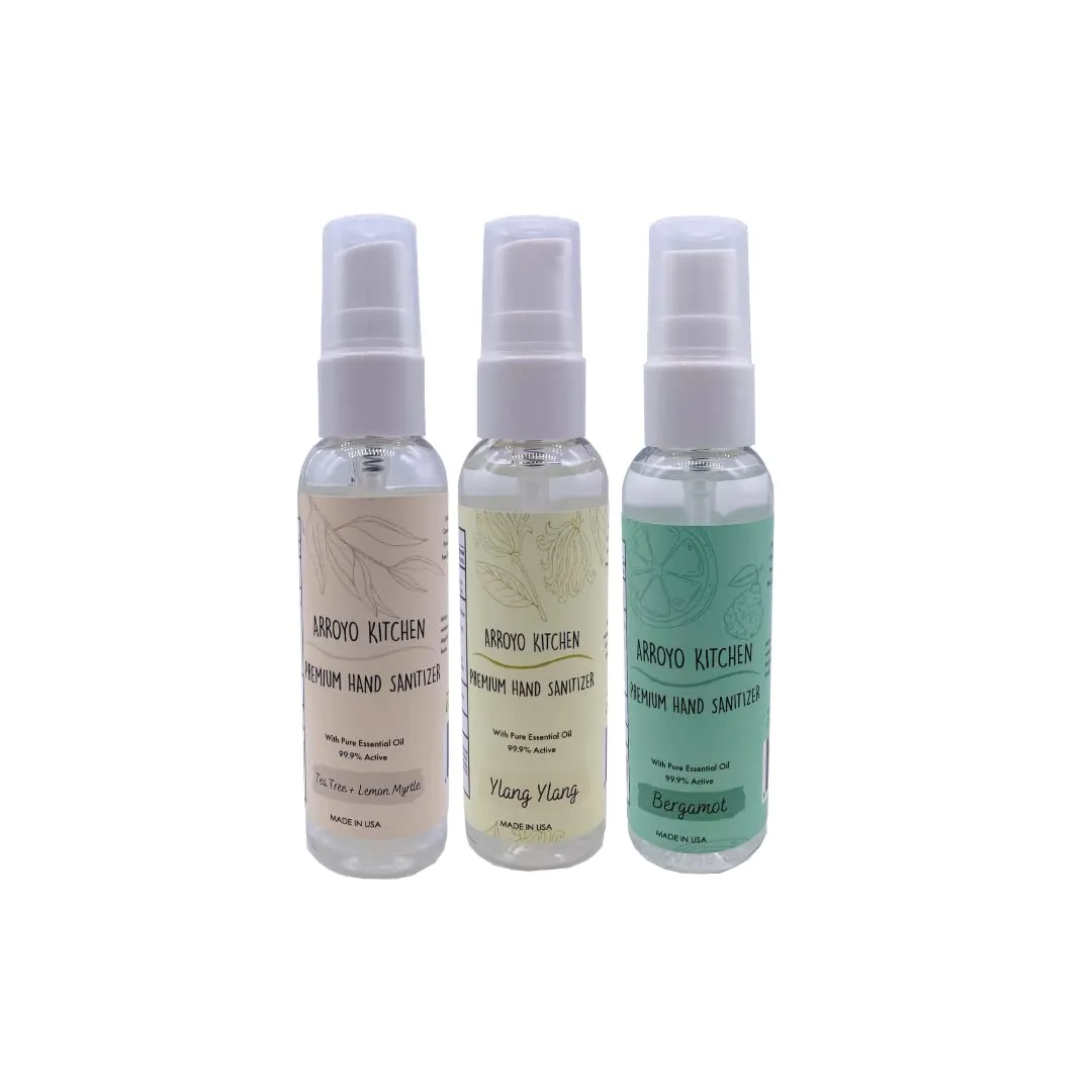 Hand Sanitizer Variety Set, pure essential oil, Moisturizing with Aloe Vera and Vitamin E, non-GMO, Free of Parabens and Preservatives, Travel Accessories, 2oz Bottle (Pack of 3)