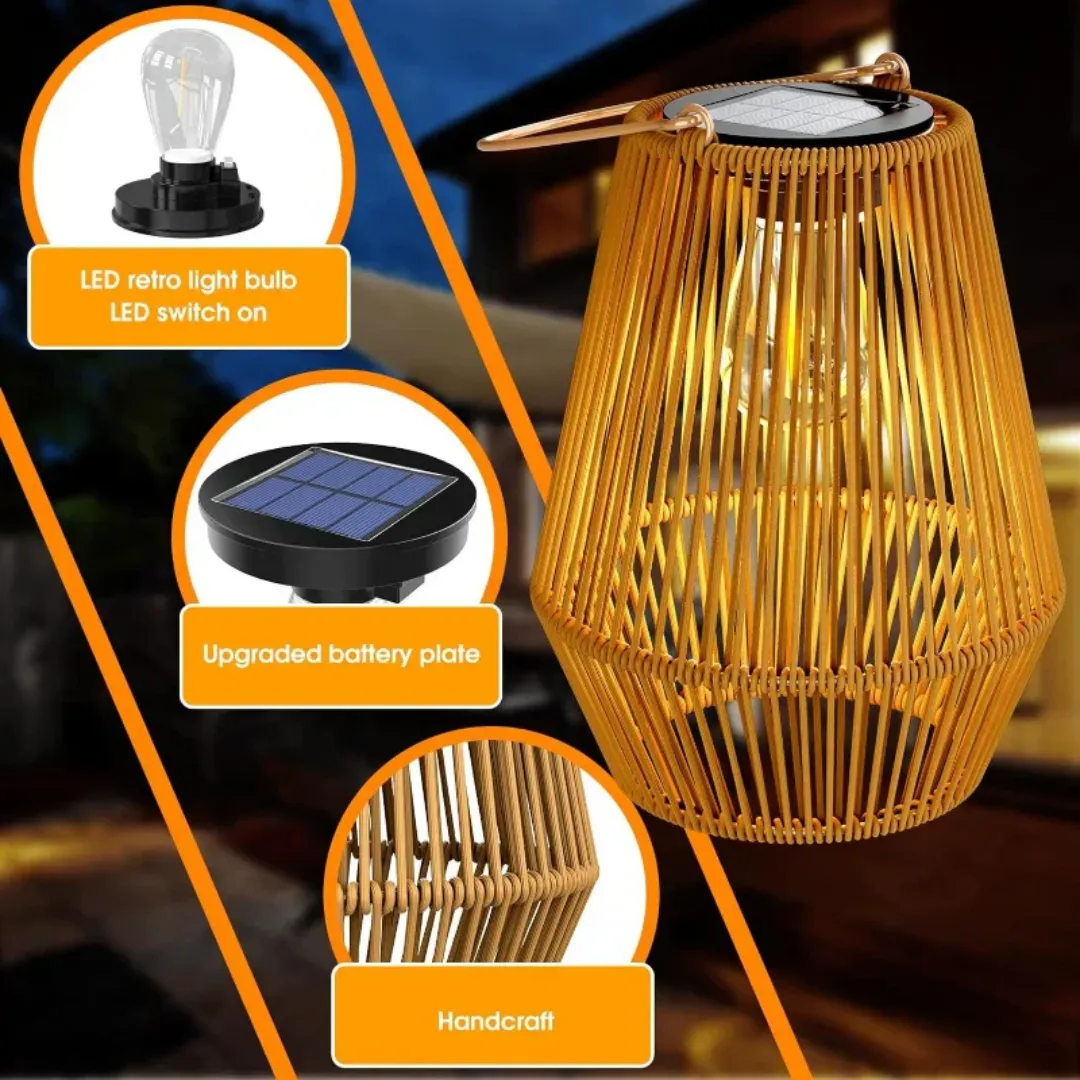 Handwoven Waterproof Solar Garden Lantern - SunWeave