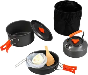Happyyami 1Set Portable Cooking Pan Outdoor Cookware Kit for Camping and Picnics Lightweight and Durable Convenient Travel Cooking Gear for People