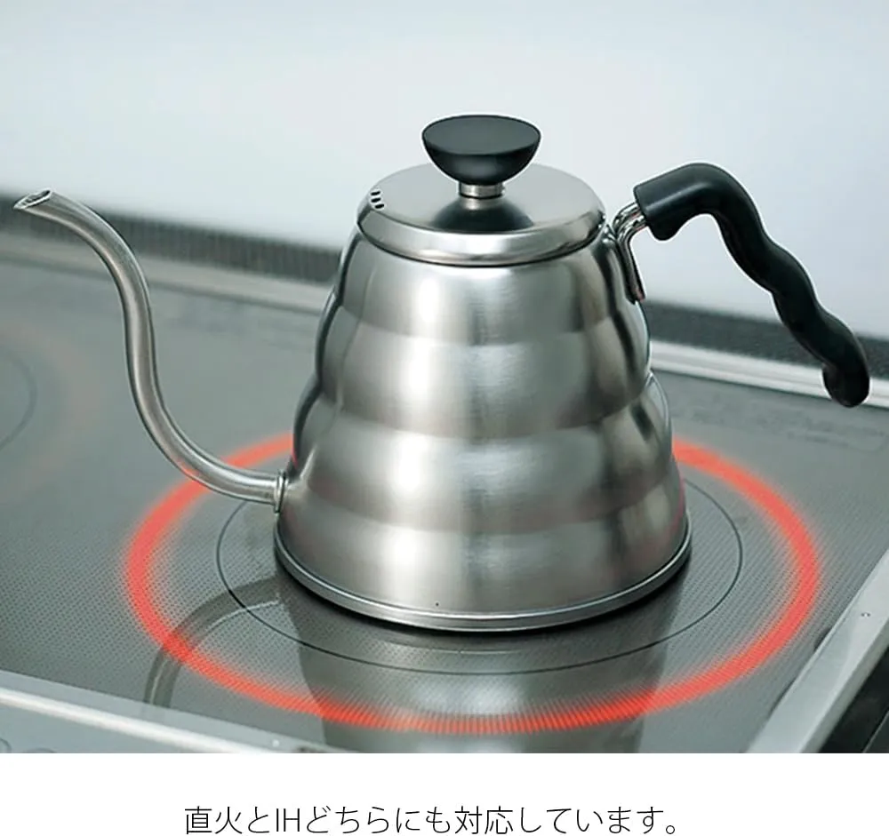 Hario V60 "Buono" Drip Kettle Stovetop Gooseneck Coffee Kettle 1.2L, Stainless Steel, Silver