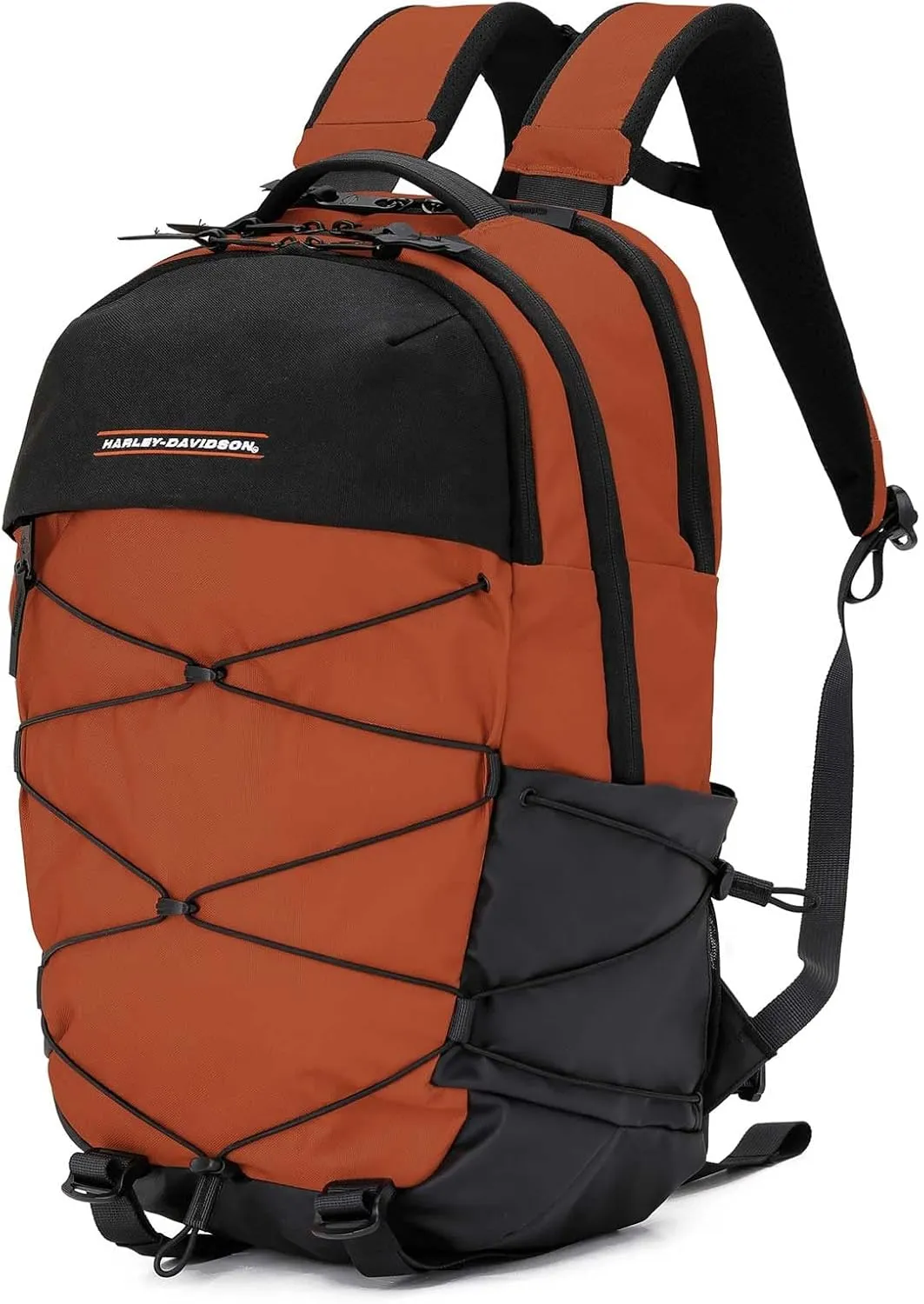Harley-Davidson Lightweight Water-Resistant Racing Bungee Backpack - Rust Orange