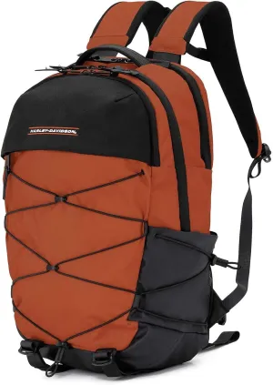 Harley-Davidson Lightweight Water-Resistant Racing Bungee Backpack - Rust Orange