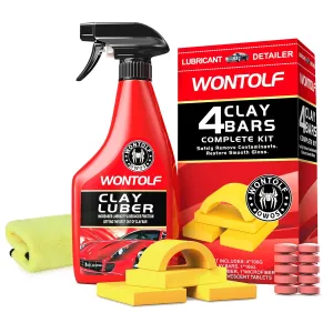 Heavy Duty Car Clay Bars Auto Detailing Clay Luber Synthetic Lubricant Kit, 4 Clay Bars, Clay Bar Lubricant Tablets 10 Pack, Spray Bottle and Microfiber Towel for Car Detailing Cleaning