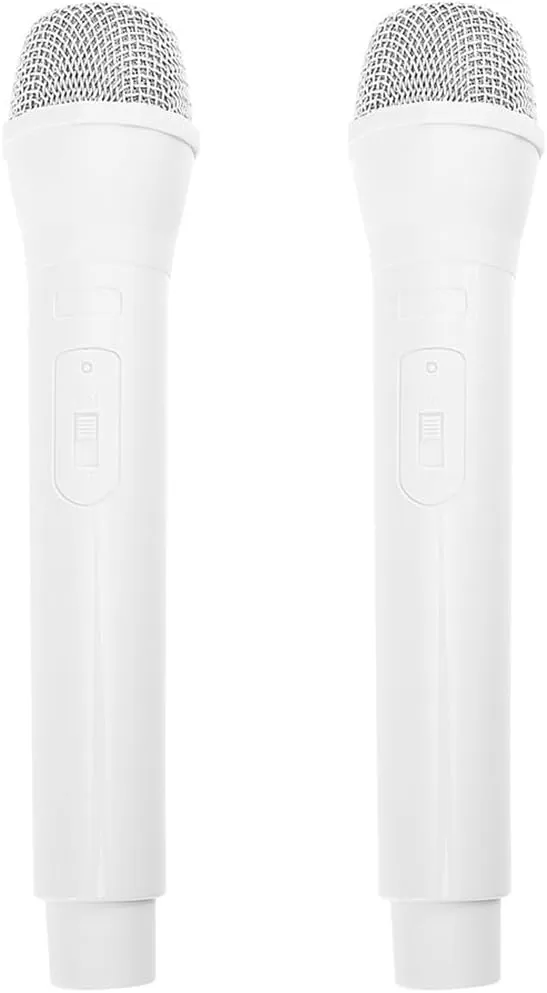Hemoton 2 Pack Microphone Prop Play Artificial Plastic Mics Toy Fake Microphone Simulate Speech Practice Plastic Microphone for Christmas Karaoke Fun Stage Costume Prop Birthday Party, White,9x 2 Inch