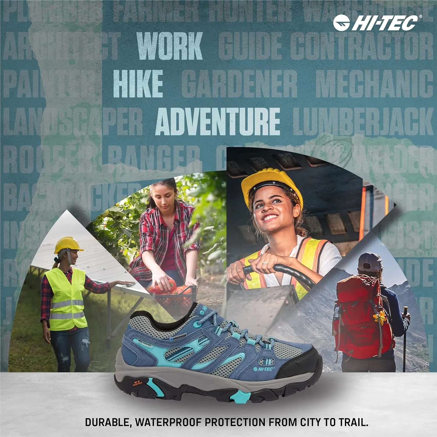 HI-TEC Apex Lite Low WP Waterproof Hiking Shoes for Women, Lightweight Breathable Outdoor Trekking and Trail Shoes