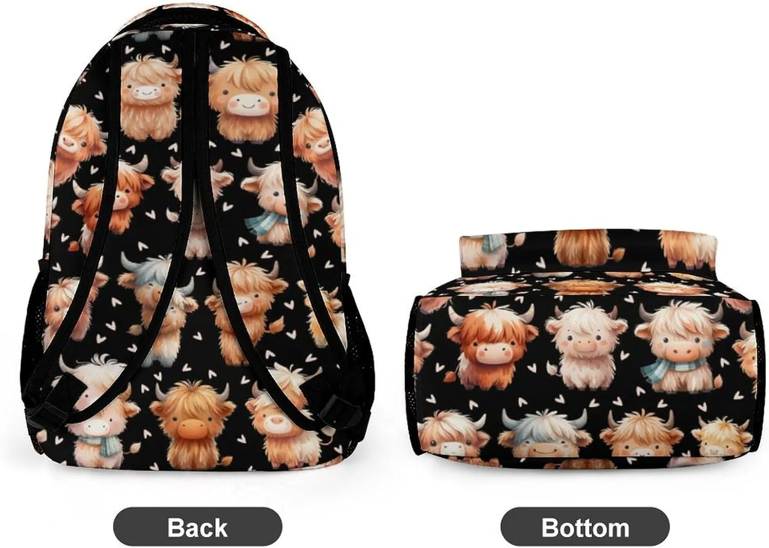Highland Cow School Backpack for Kids Girls Boys, 16 Inch Cool Highland Cow Themed Bookbag, Personality School Backpack for Students Children, sustainable, Lightweight, Large Capacity