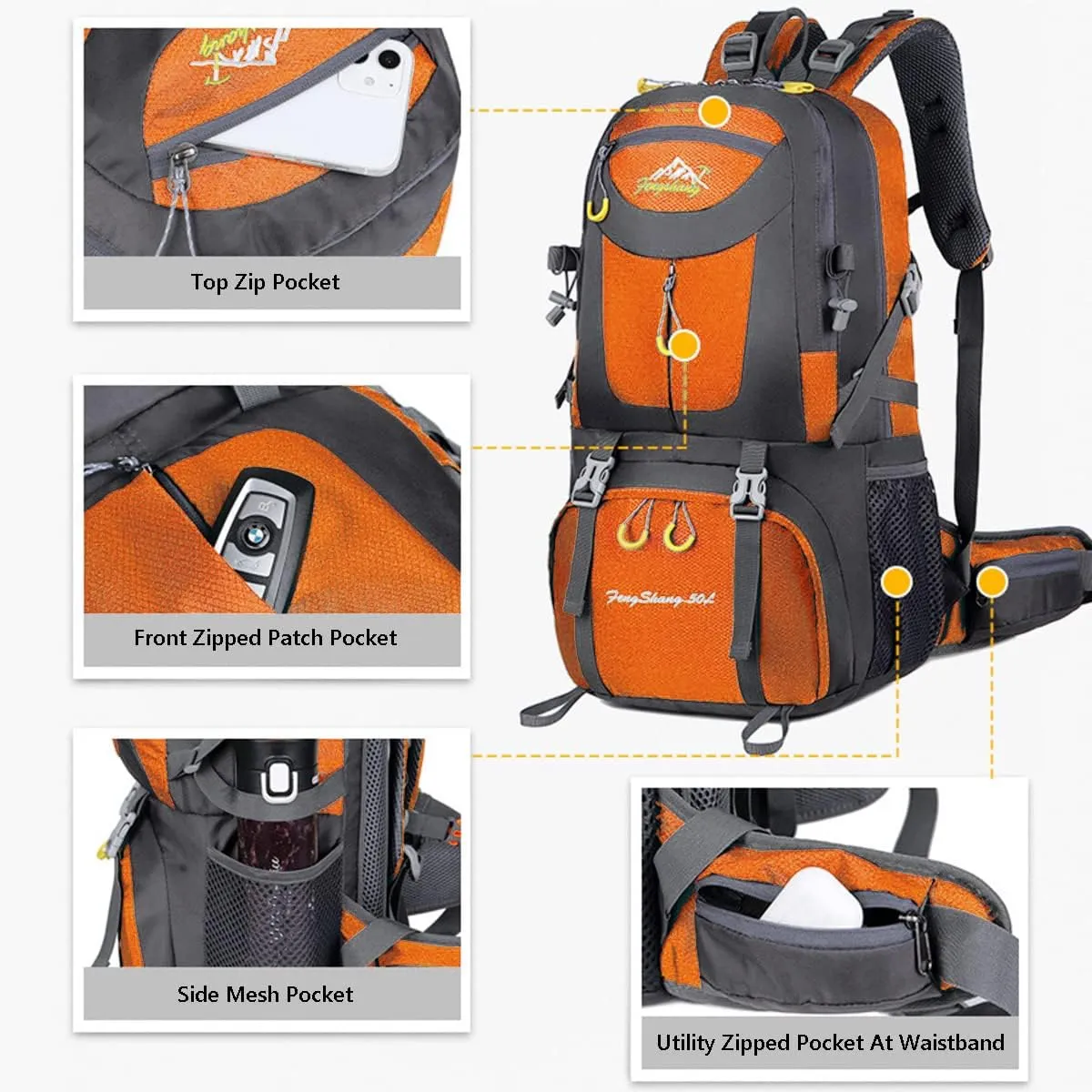 Hiking Backpack 50L Climbing Camping Backpack Large Rucksack for Trekking Travel Outdoor Sport