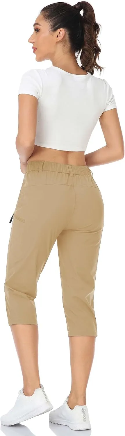 Hiking Pants for Women Lightweight Outdoor Cargo Capri for Athletic Casual with UPF 50 Quick Dry Zip Pockets